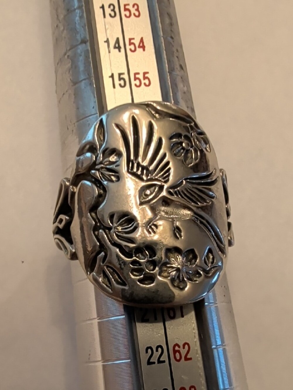 Silver Tone Bird & Floral Statement Ring - Silver - Picture 6 of 6